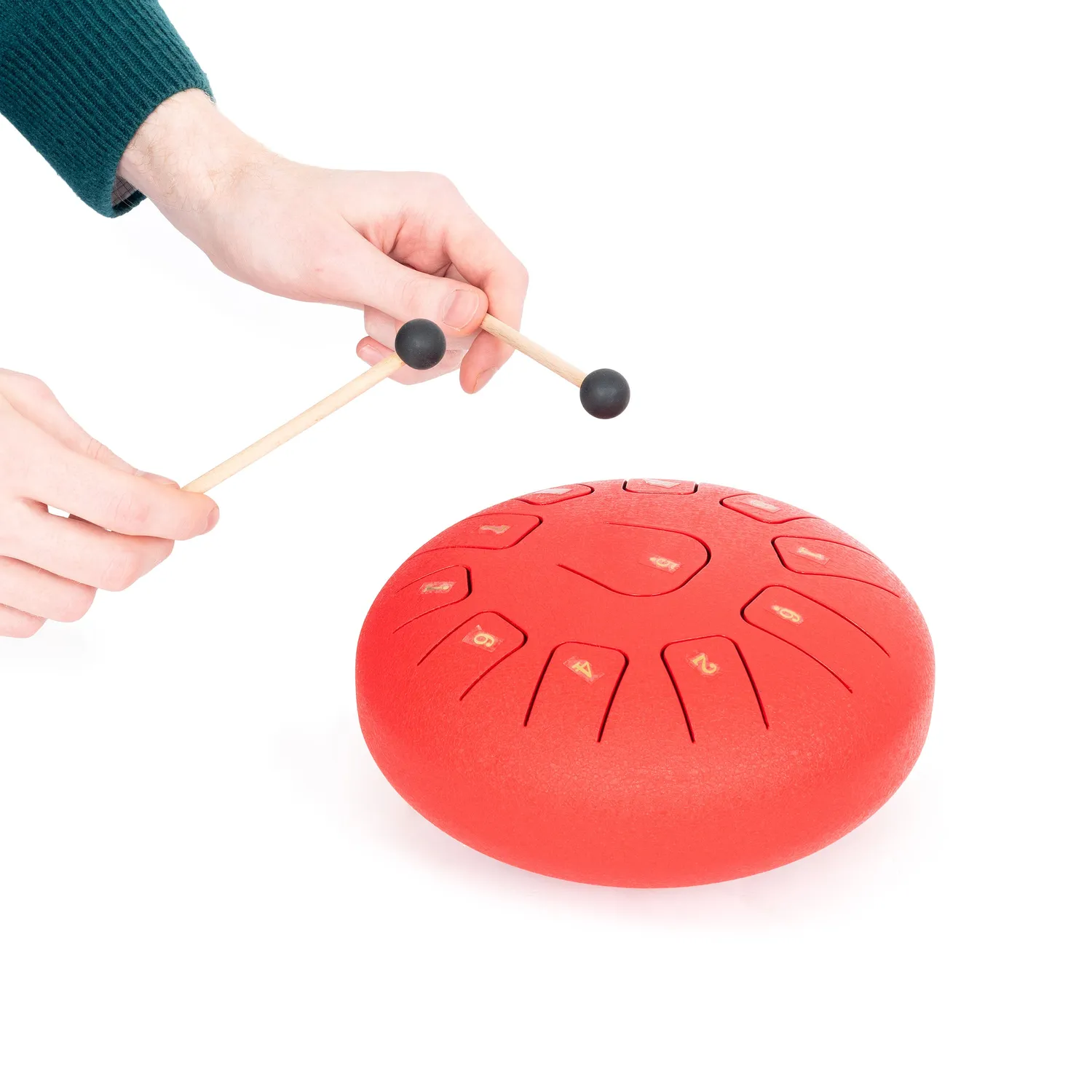 Percussion Plus steel tongue drum 8 inch rood met tassen
