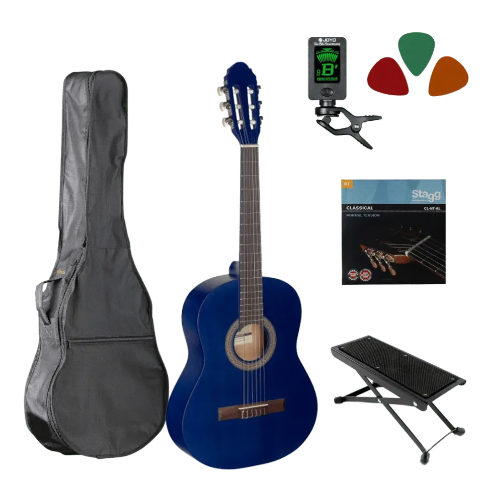 MAI Starter 1/2 klassieke gitaar starterset blauw