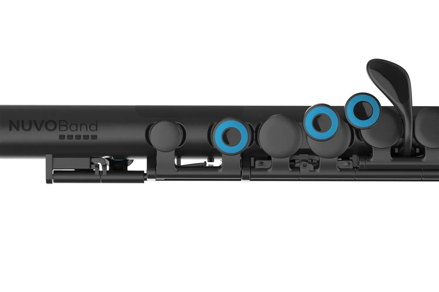 NUVOBand dwarsfluit sleutelringen blauw identificatie