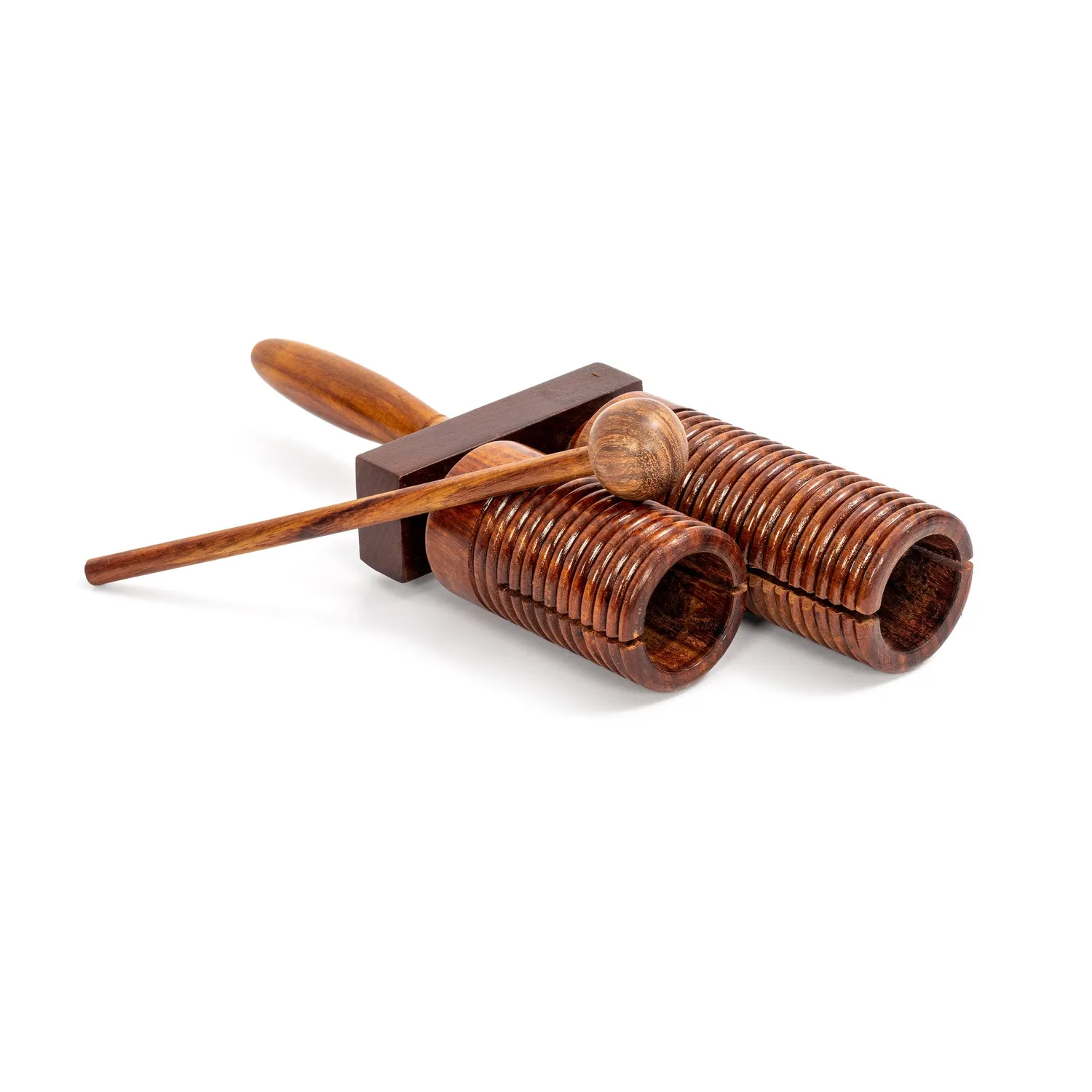 Percussion Plus dubbele agogobellen hout met handvat
