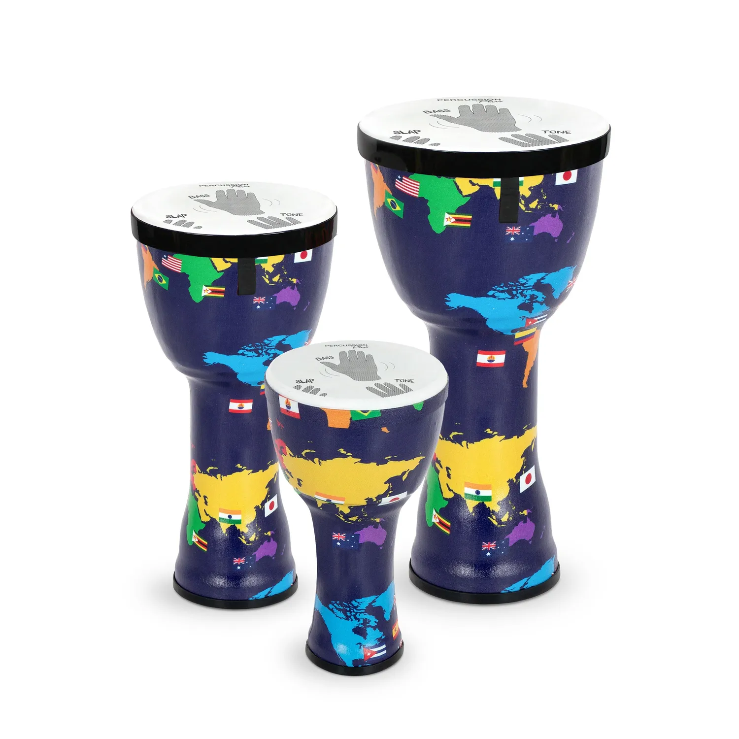 Percussion Plus Nesting djembe set 8 10 12 Slap-print