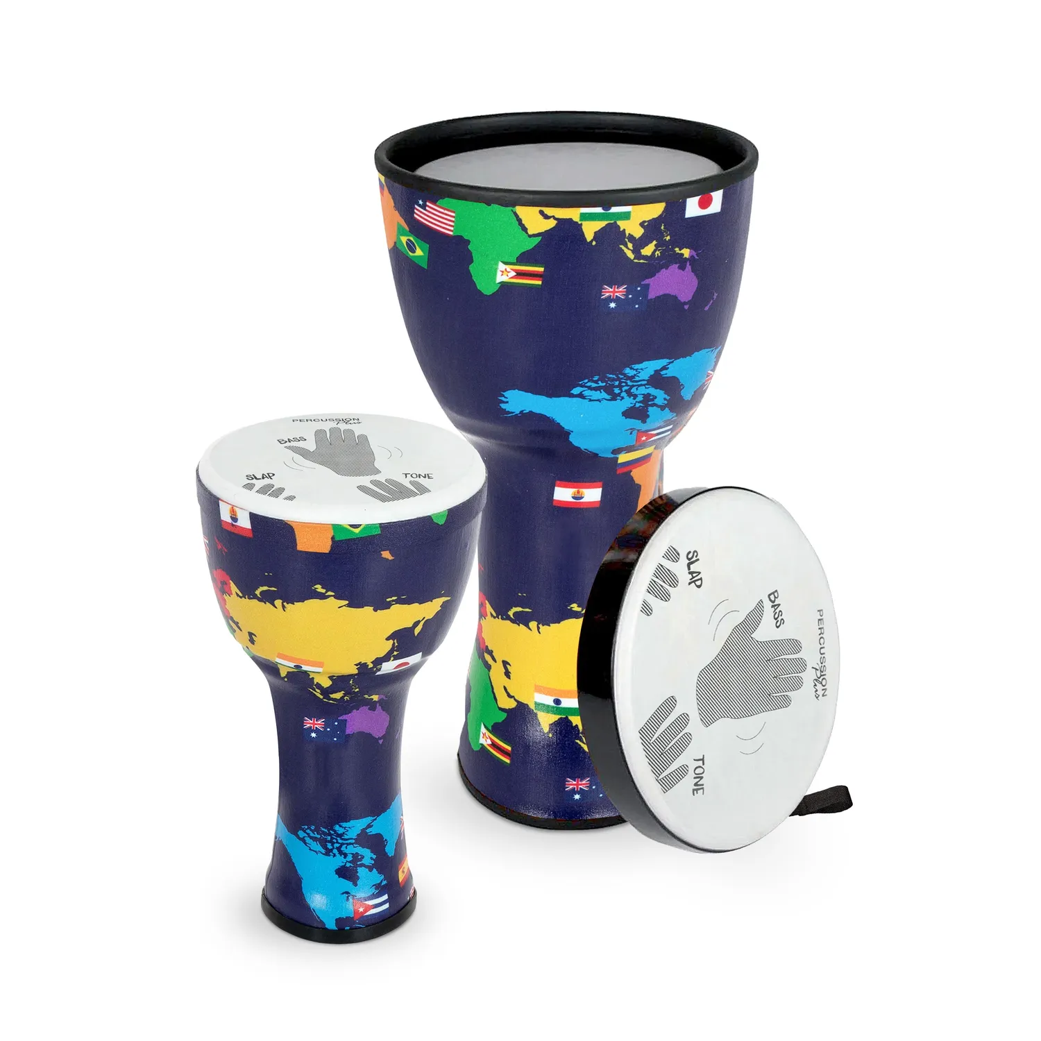 Percussion Plus Nesting djembe set 8 10 12 Slap-print