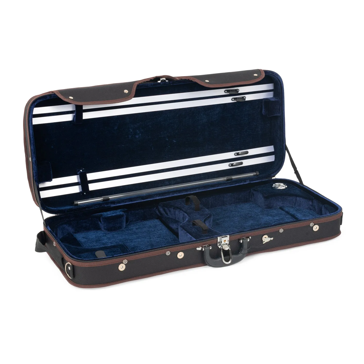 Dubbele vioolkoffer 4/4 met strijkstokhouders blauw