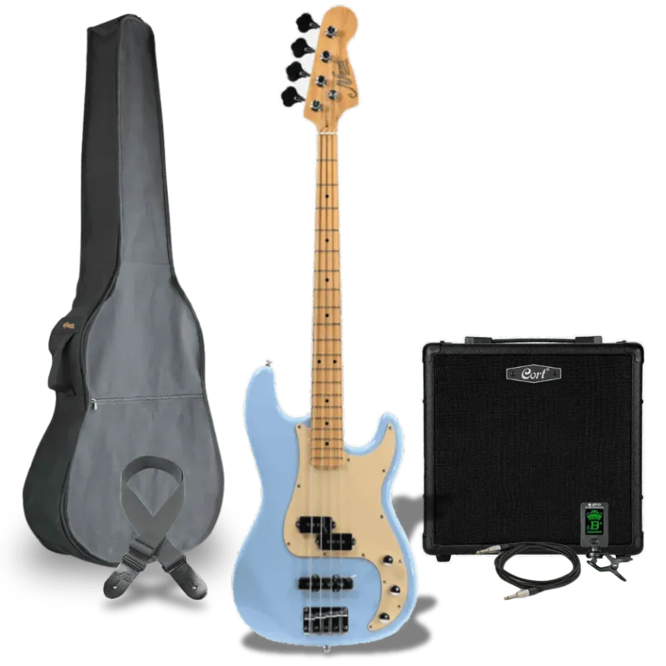MAI Starter Series P-Bass basgitaar blauw set