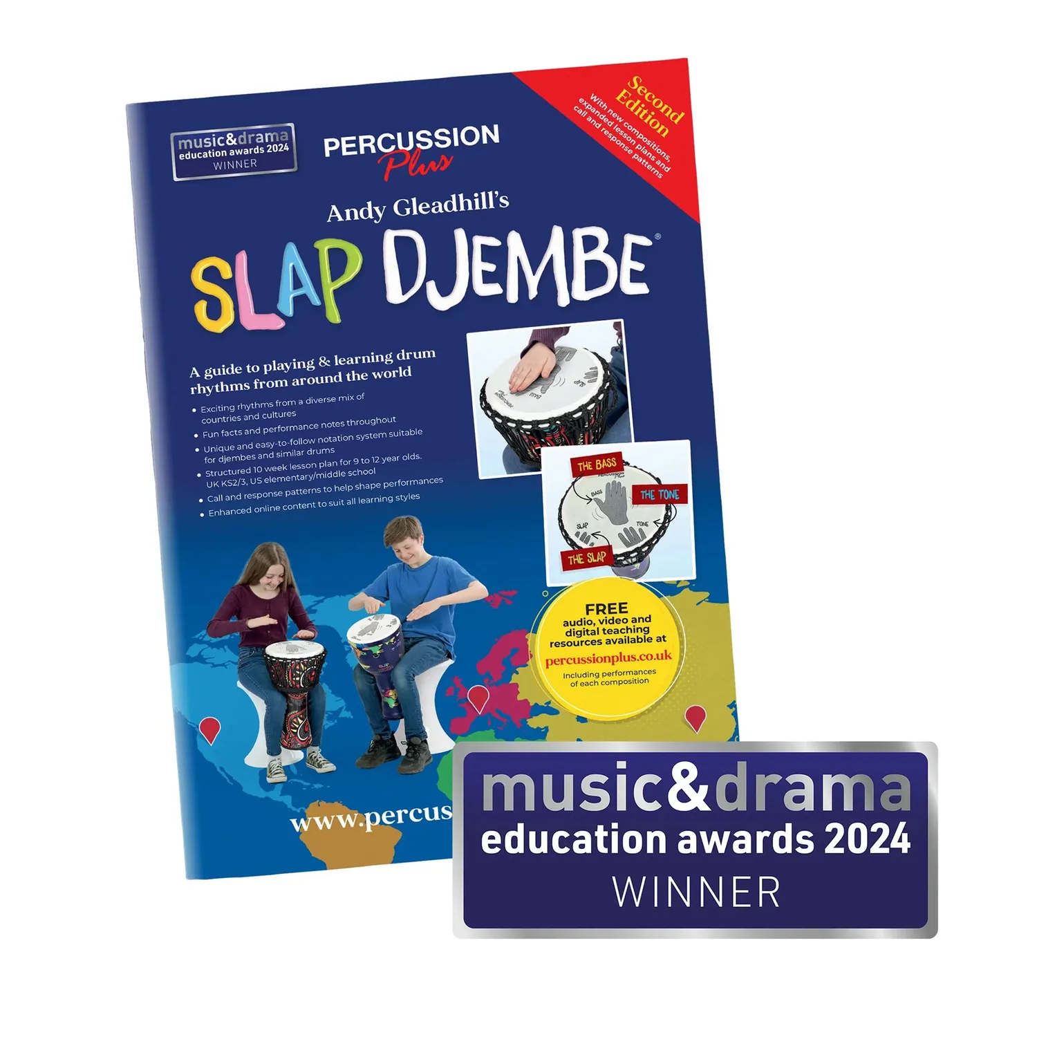 Percussion Plus World Slap djembe set 4 stuks voorgestemd