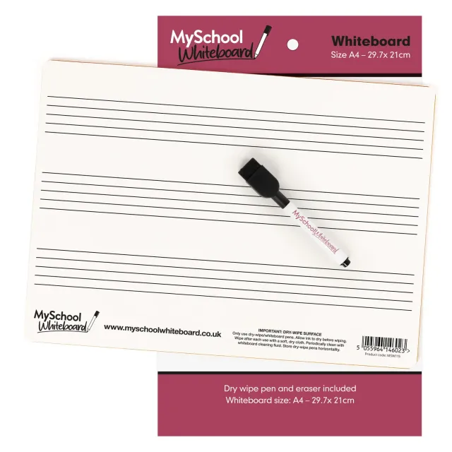 My School Whiteboard A4 muziek whiteboard 3 notenbalken