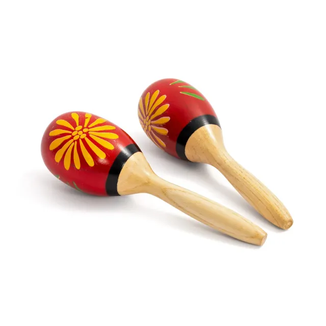 Percussion Plus maracas houten paar bloemen