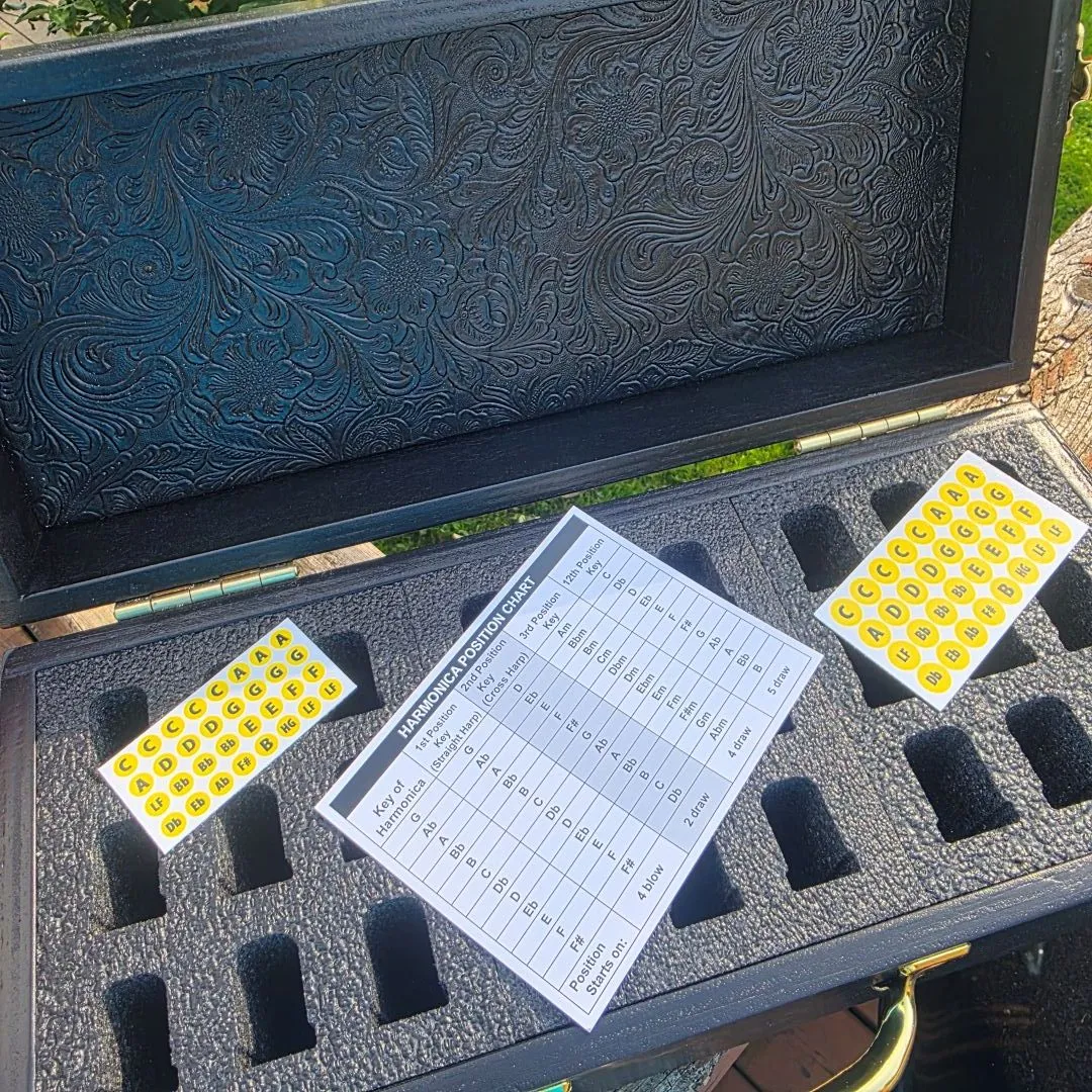 Bushman Houten Koffer mondharmonica 27 stuks groot