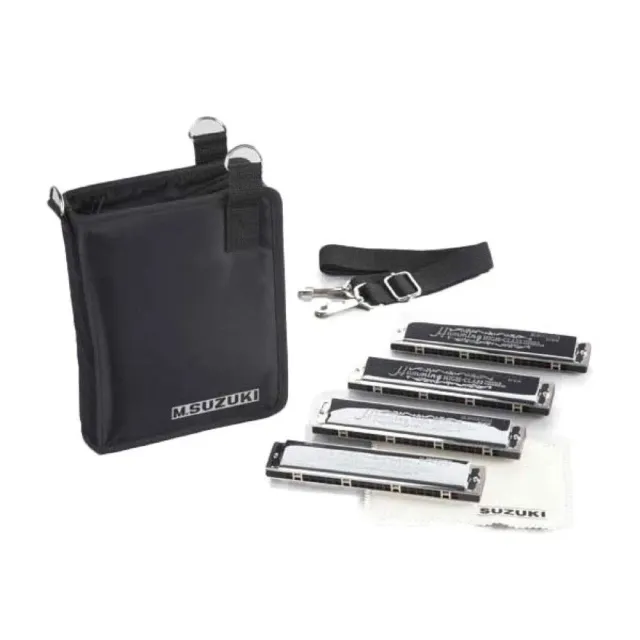 Suzuki Humming SU-21W tremolo mondharmonica set 4 stuks 21-gaats