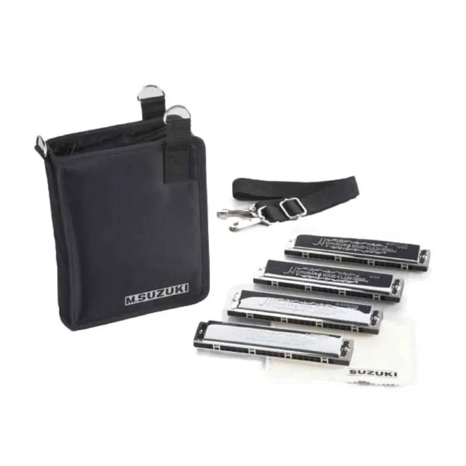 Suzuki Humming SU-21W tremolo mondharmonica set 4 stuks 21-gaats