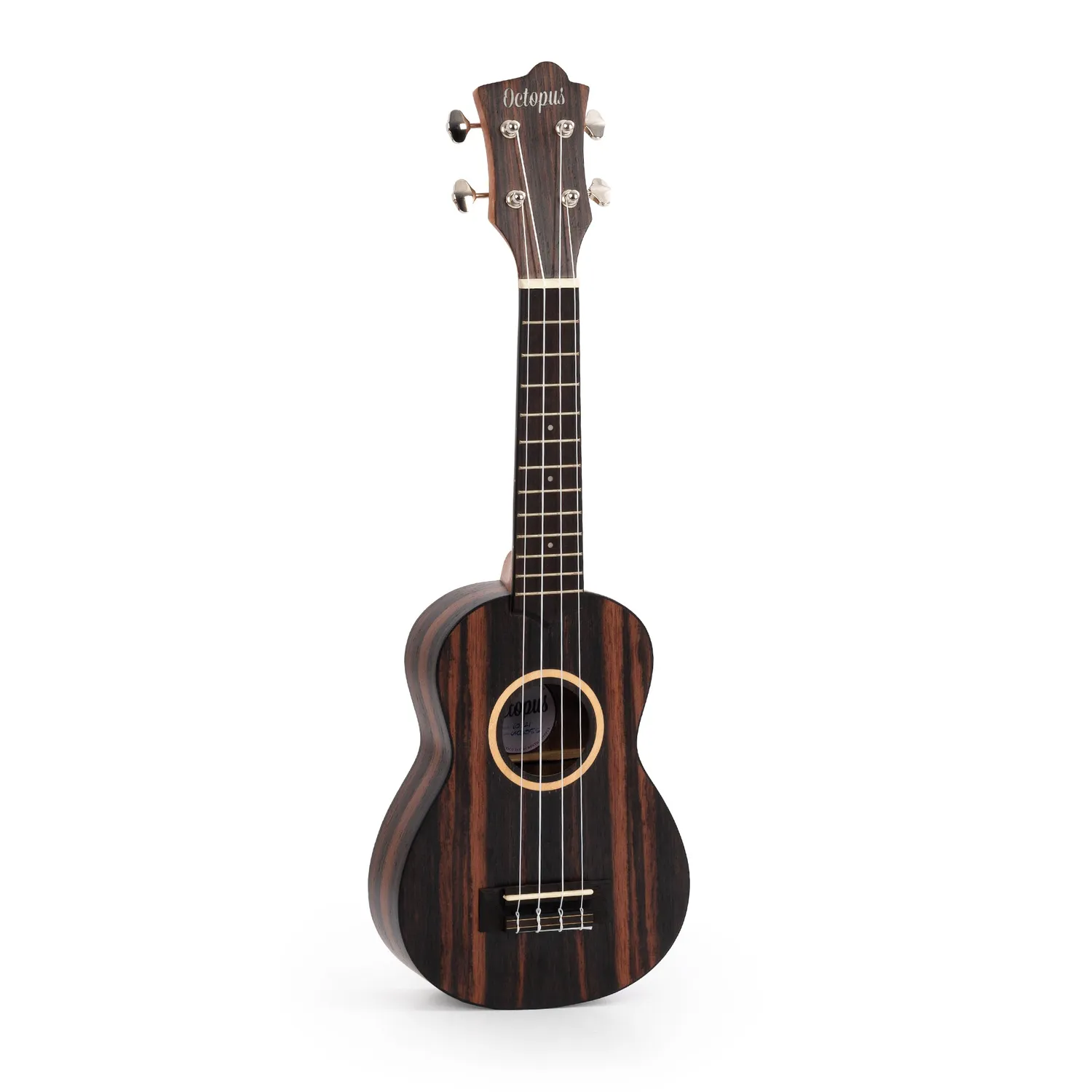 Octopus Ebony sopraan ukelele open pore ebony look