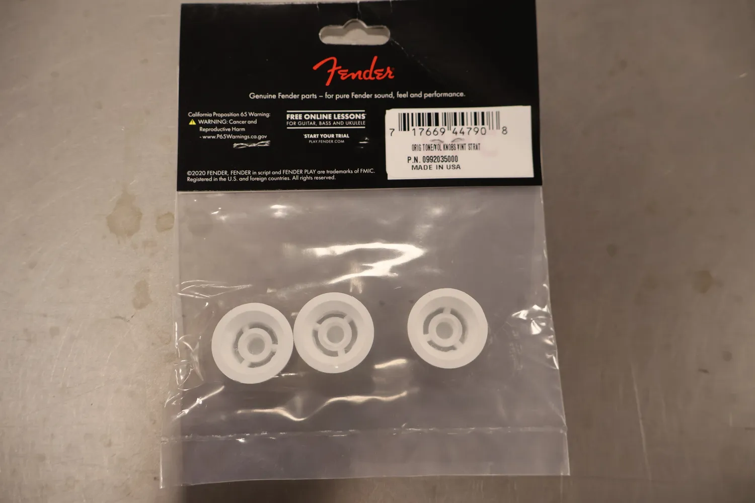 Fender Stratocaster potmeterknoppen wit 3 stuks volume toon