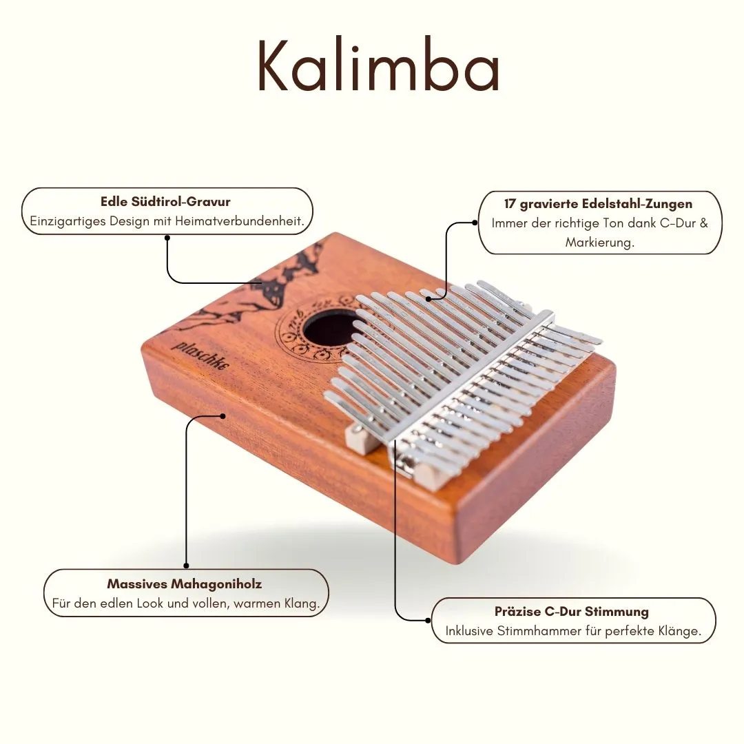 Plaschke Alps-Gold kalimba 17 tonen C-groot complete set