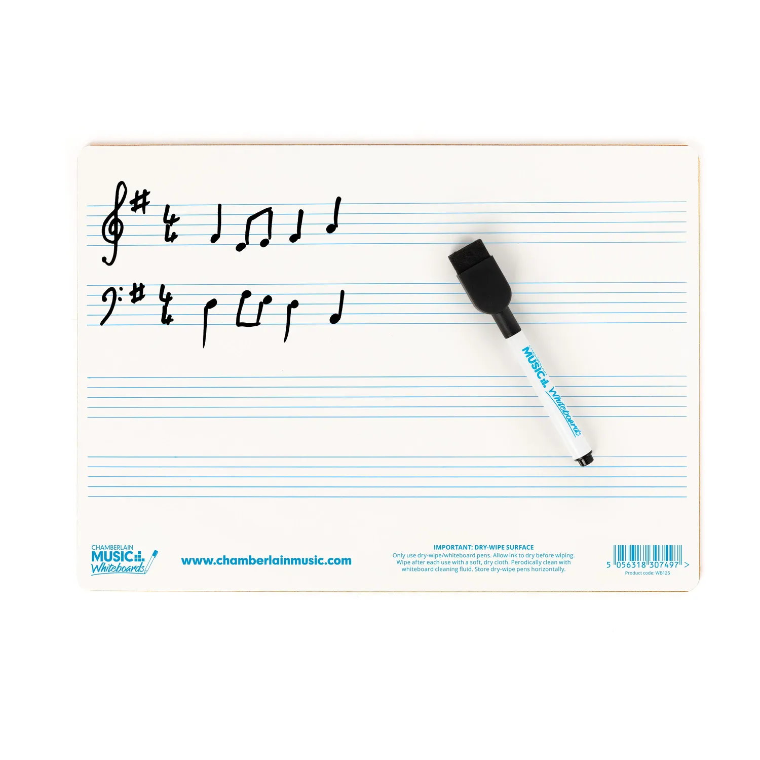 Chamberlain Music WB125 muziek whiteboard A4 4 balken