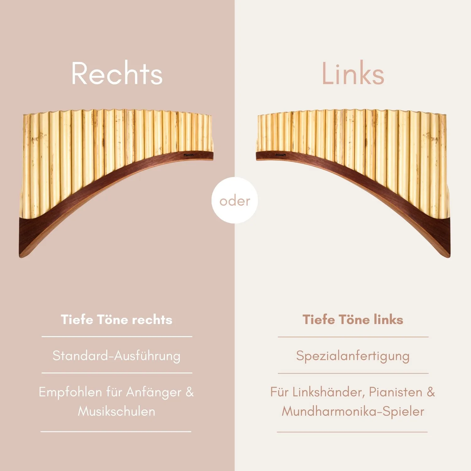 Plaschke Premium panfluit 22 tonen mahonie C-groot