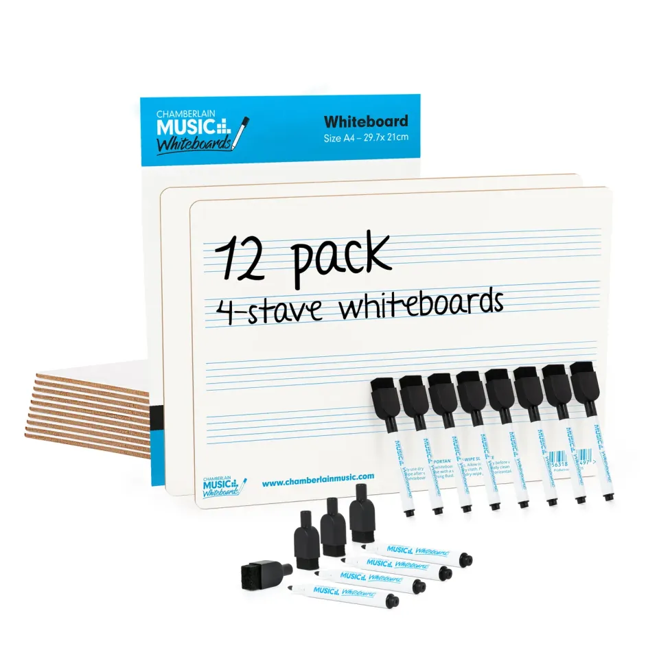 Chamberlain Music A4 mini muziek whiteboard 12-pack 4 balken