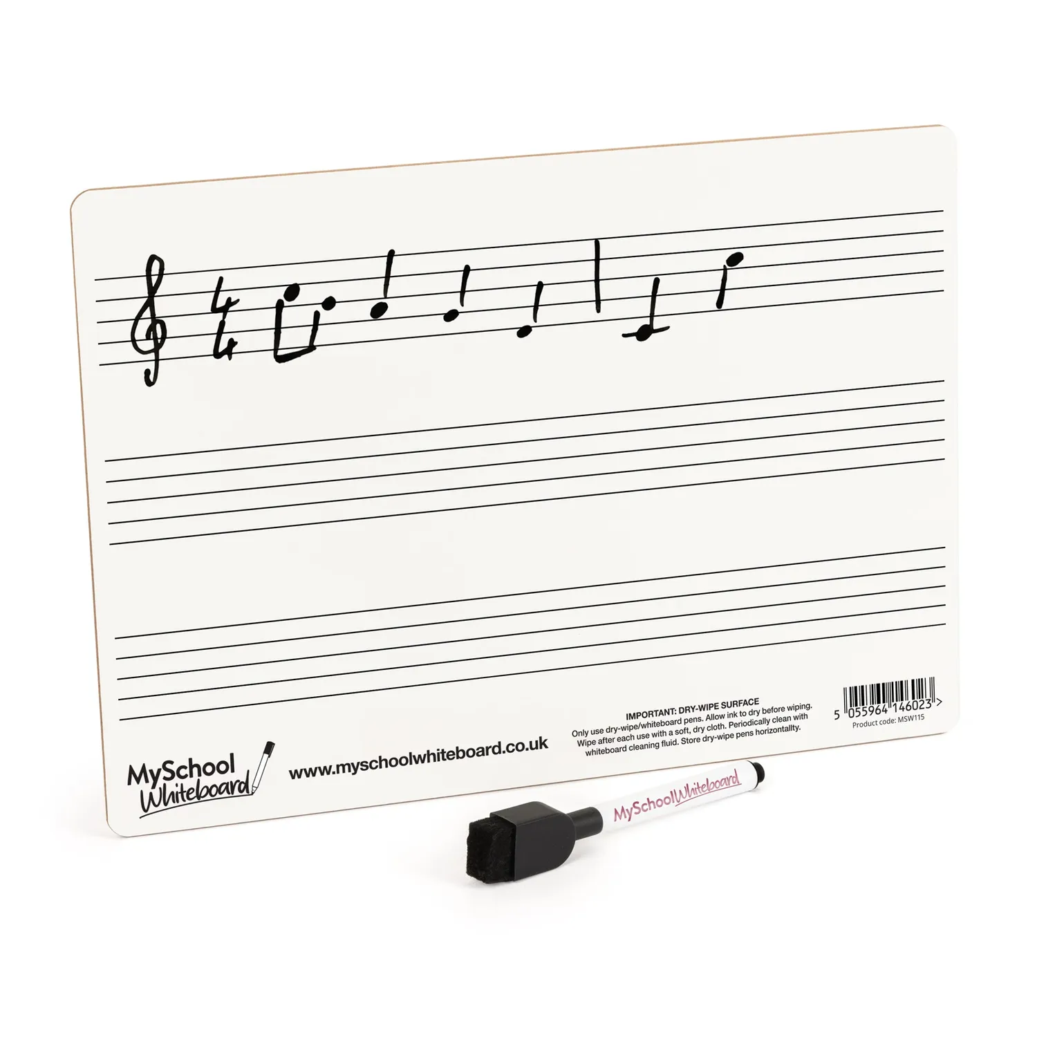 My School Whiteboard A4 muziek whiteboard 3 notenbalken