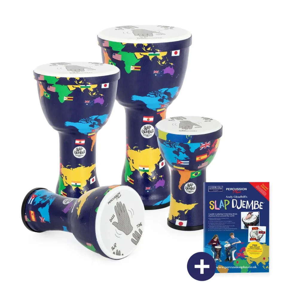 Percussion Plus World Slap djembe set 4 stuks voorgestemd