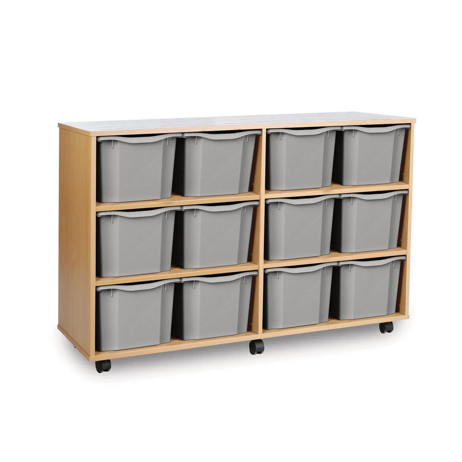 Monarch opbergkast 12 triple trays blauw beuken 4x3