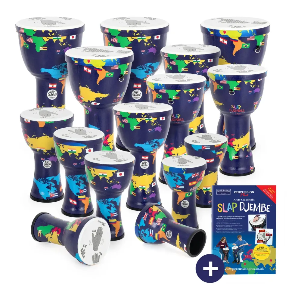 Percussion Plus Slap djembe set 15 stuks voorgestemd