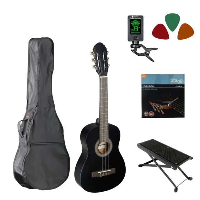 MAI Starter Series klassieke gitaar 1/4 zwart set
