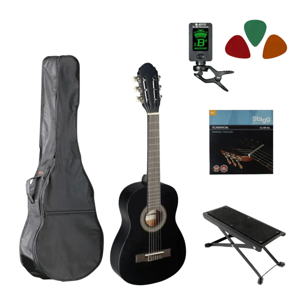 MAI Starter Series klassieke gitaar 1/4 zwart set