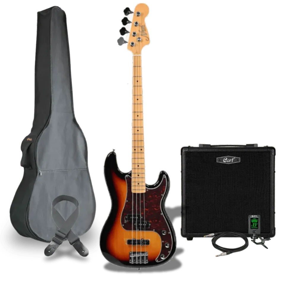 MAI Starter P-Bass basgitaar starterset sunburst