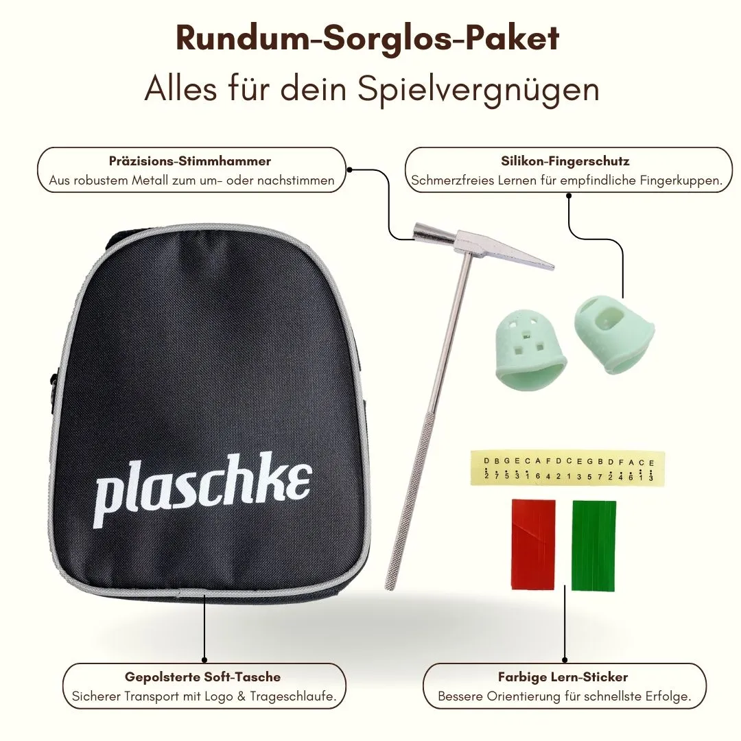 Plaschke Alps-Gold kalimba 17 tonen C-groot complete set