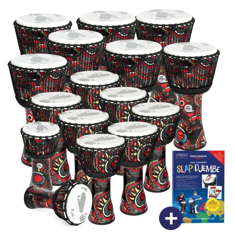 Percussion Plus Carnival Slap djembe 16-pack touwgestemd schoolset