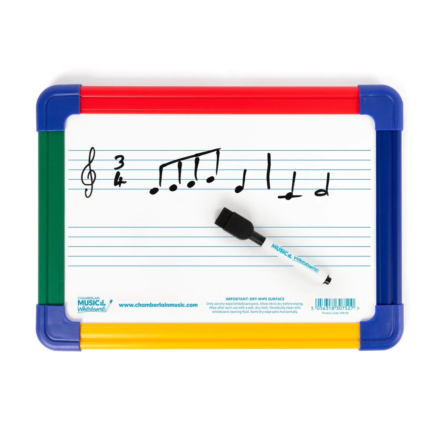 Chamberlain Music whiteboard A4 met 2 notenbalken magnetisch