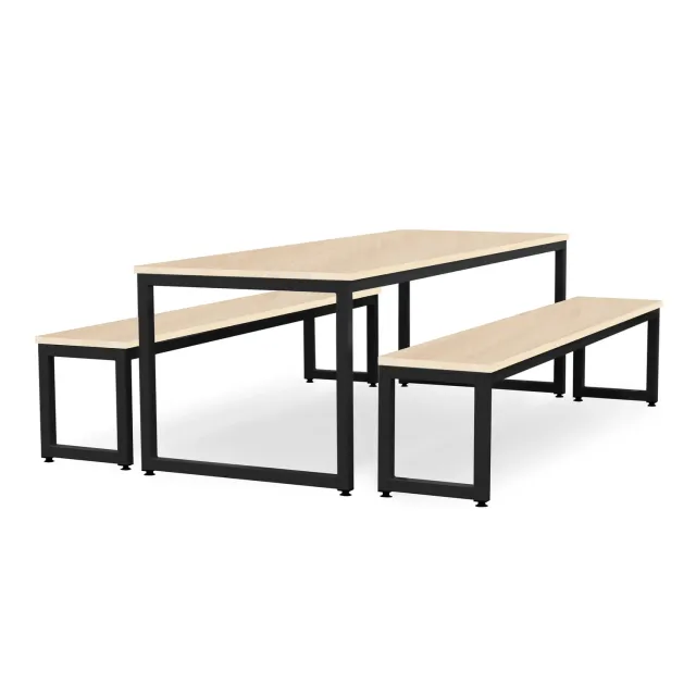 Monarch eettafel bankset esdoorn donkergrijs 2 m
