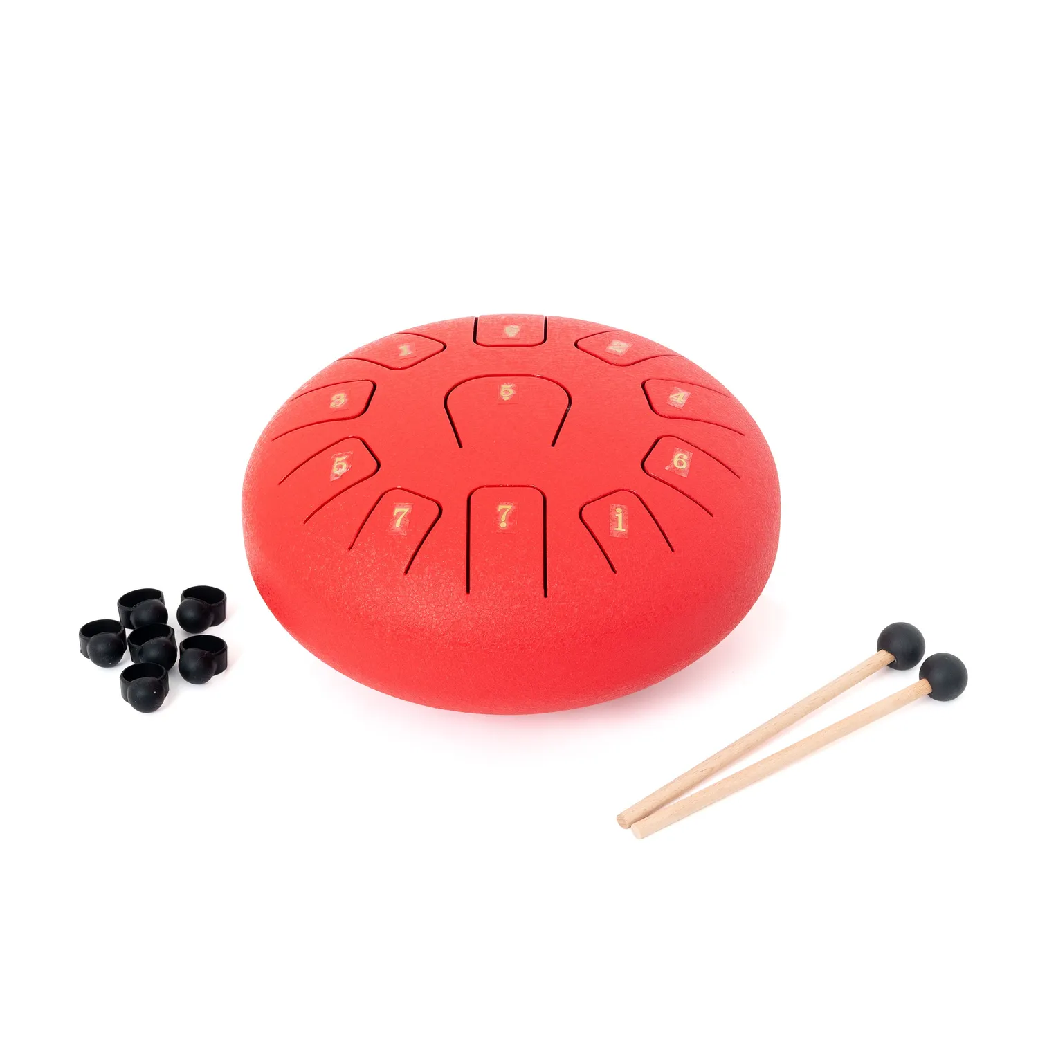 Percussion Plus steel tongue drum 8 inch rood met tassen