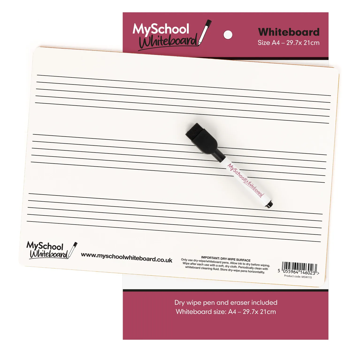 My School Whiteboard muziek whiteboard A4 set van 12 3 balken