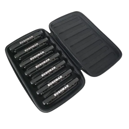 Bushman 7 Harp mondharmonica koffer 7-vaks zwart