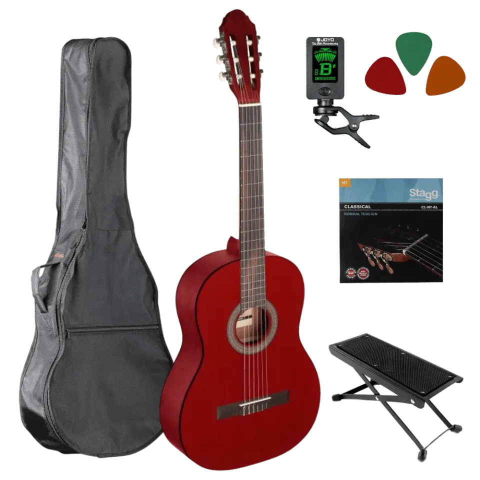 MAI Starter Series klassieke gitaar 4/4 rood starterset