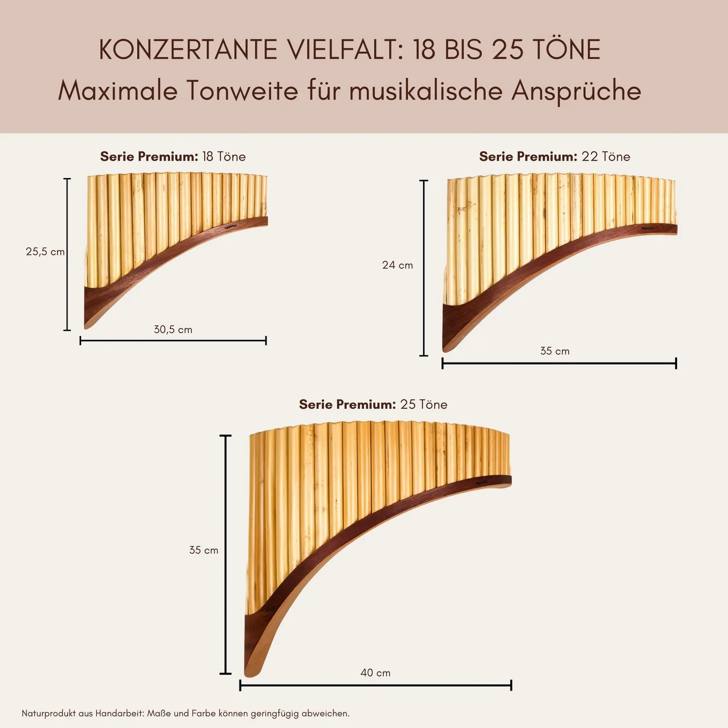 Plaschke Premium panfluit 22 tonen mahonie C-groot