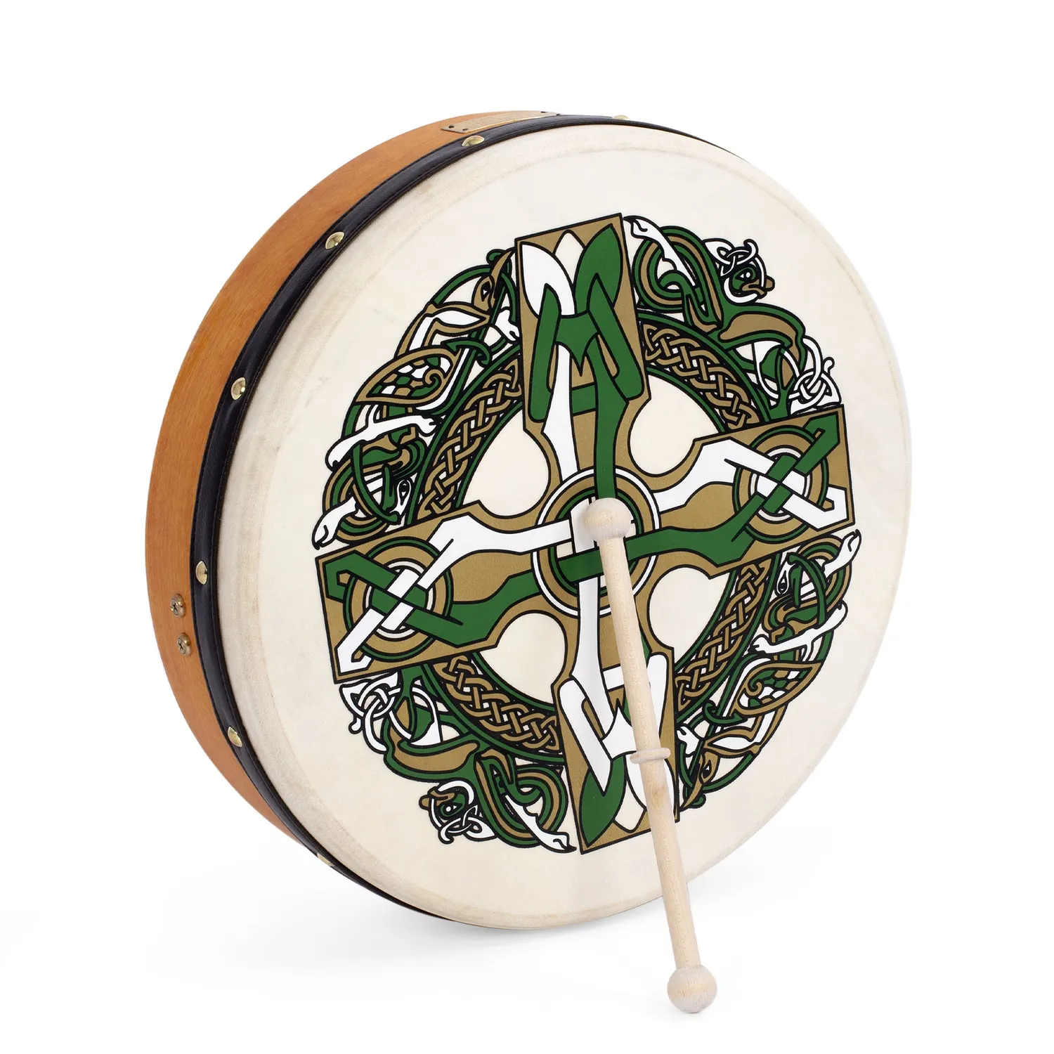 Percussion Plus bodhran 15 inch Gaelic Cross-set met tas