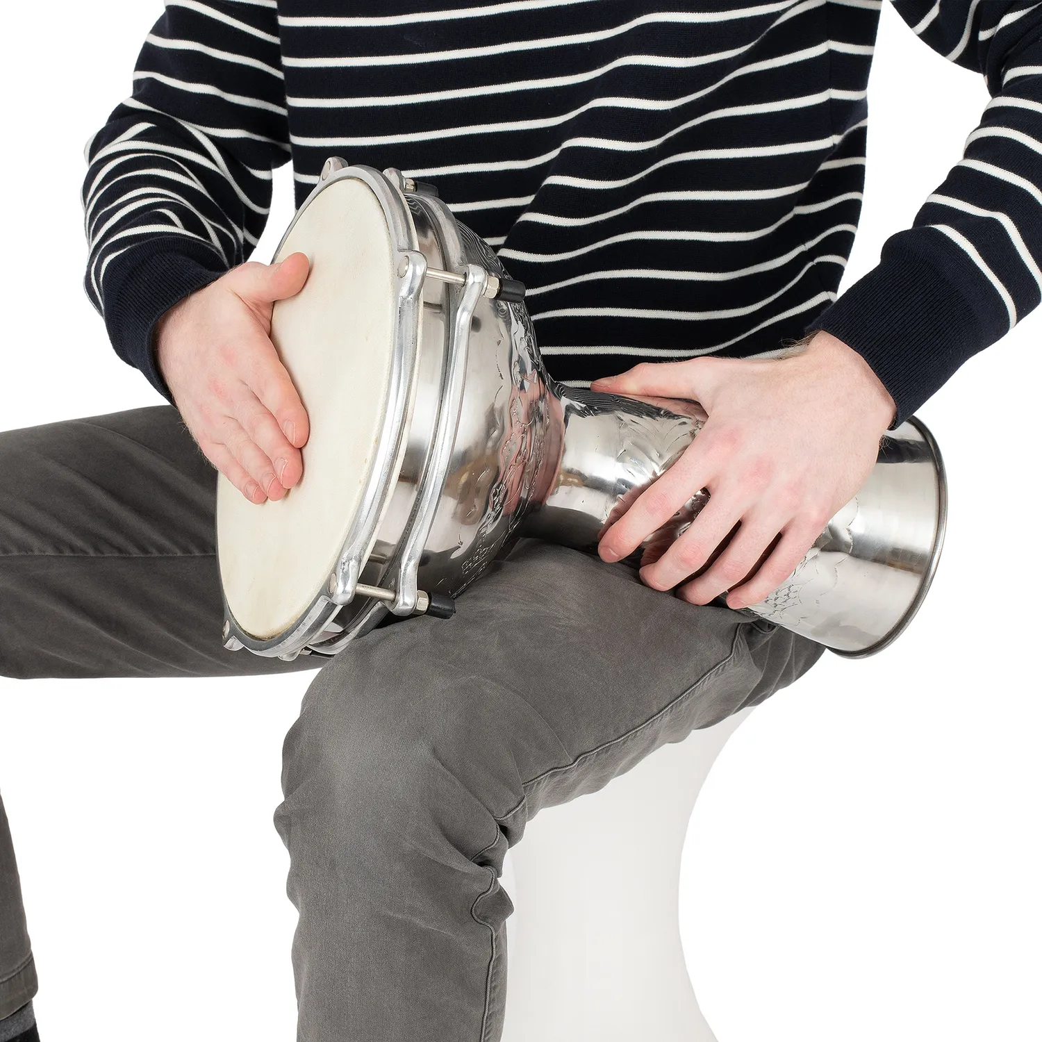 Percussion Plus doumbek nikkel 10 inch bewerkt