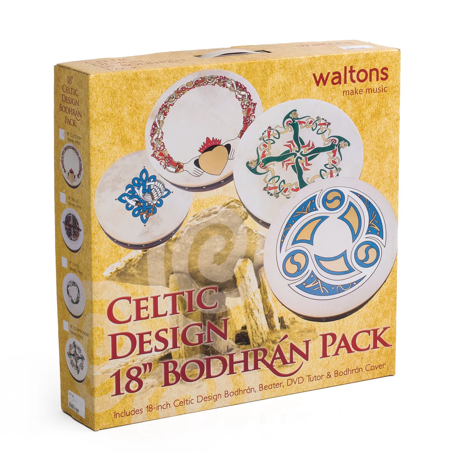 Percussion Plus Claddagh bodhran 18 inch met tas tipper dvd
