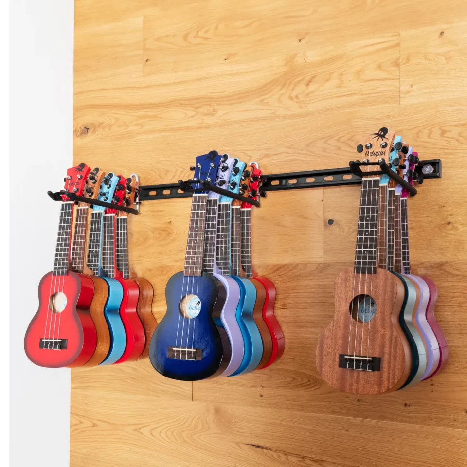 Ukelele wandrek zwart 15-vaks 1 m met 3 haken