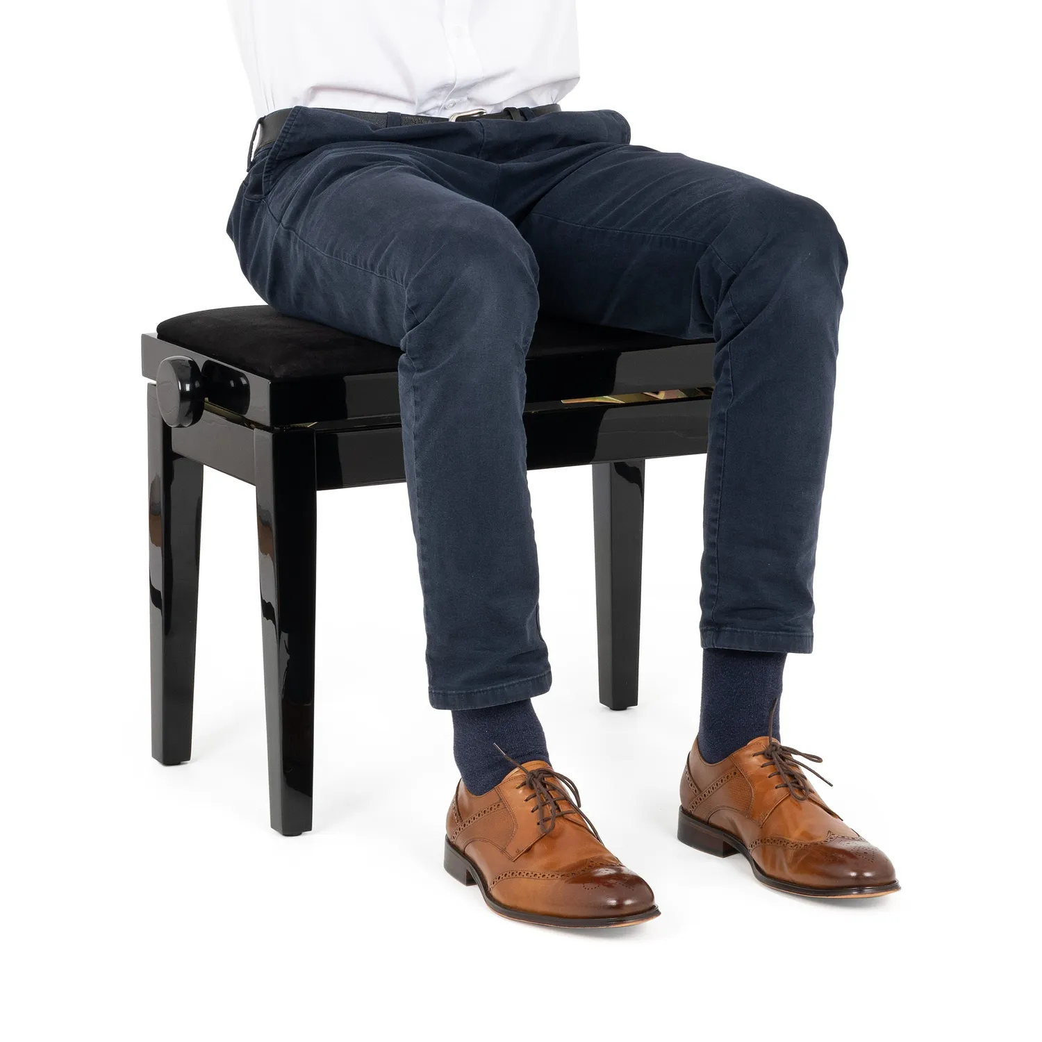 Musisca verstelbare pianokruk mahonie fluweel 46-56 cm