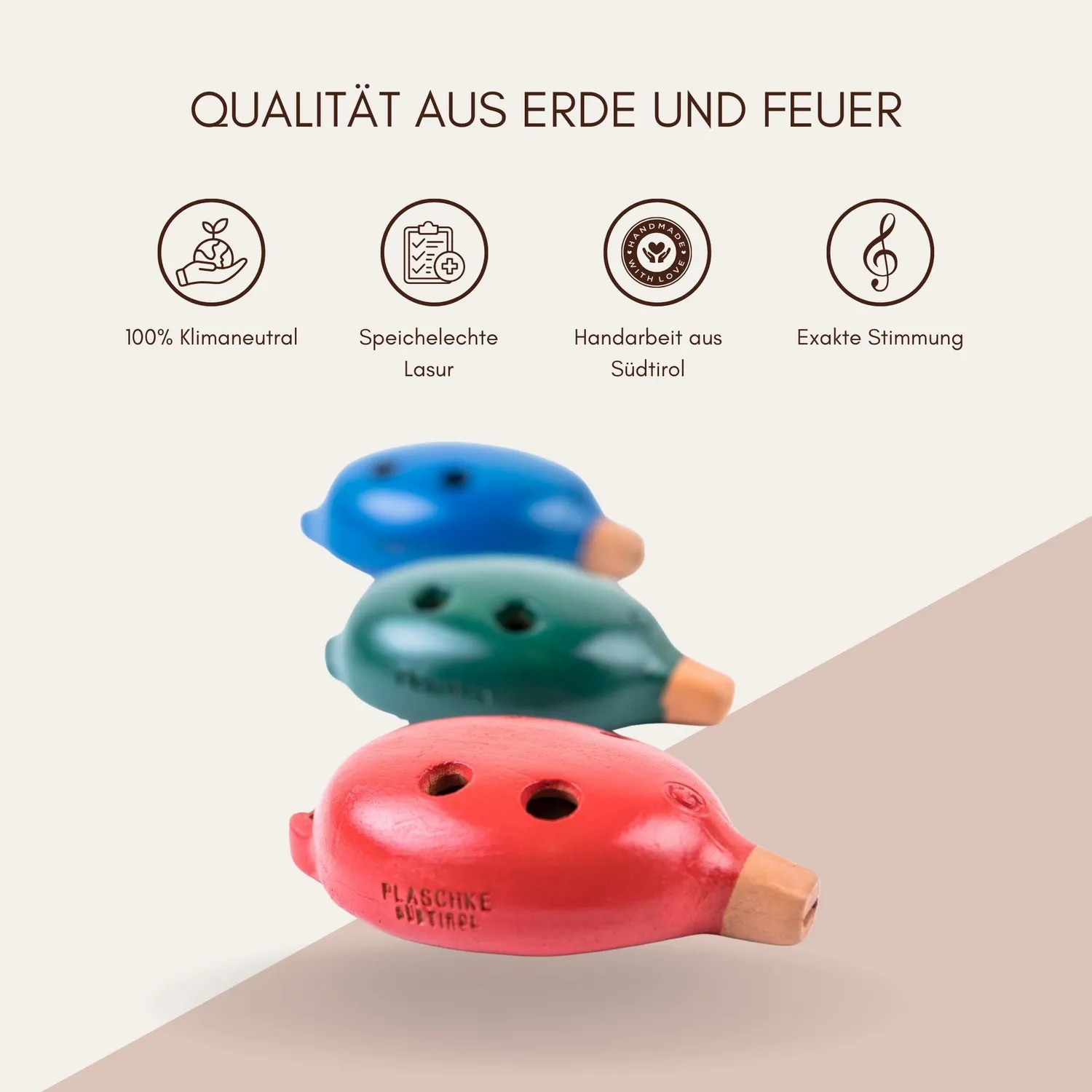 Plaschke hanger-ocarina 4-gaats terracotta bruin