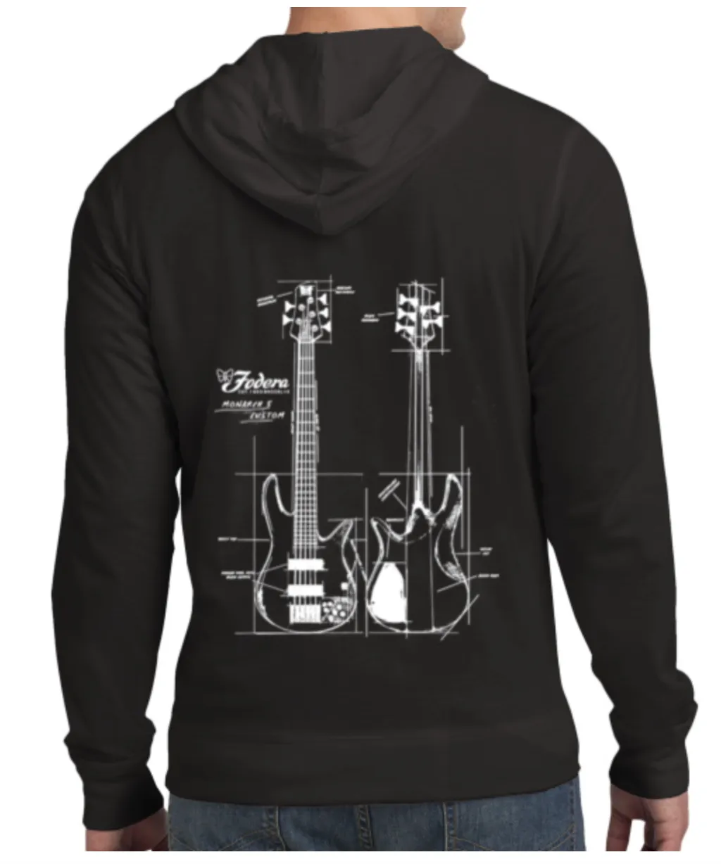Fodera Sketch hoodie met rits zwart katoen Large