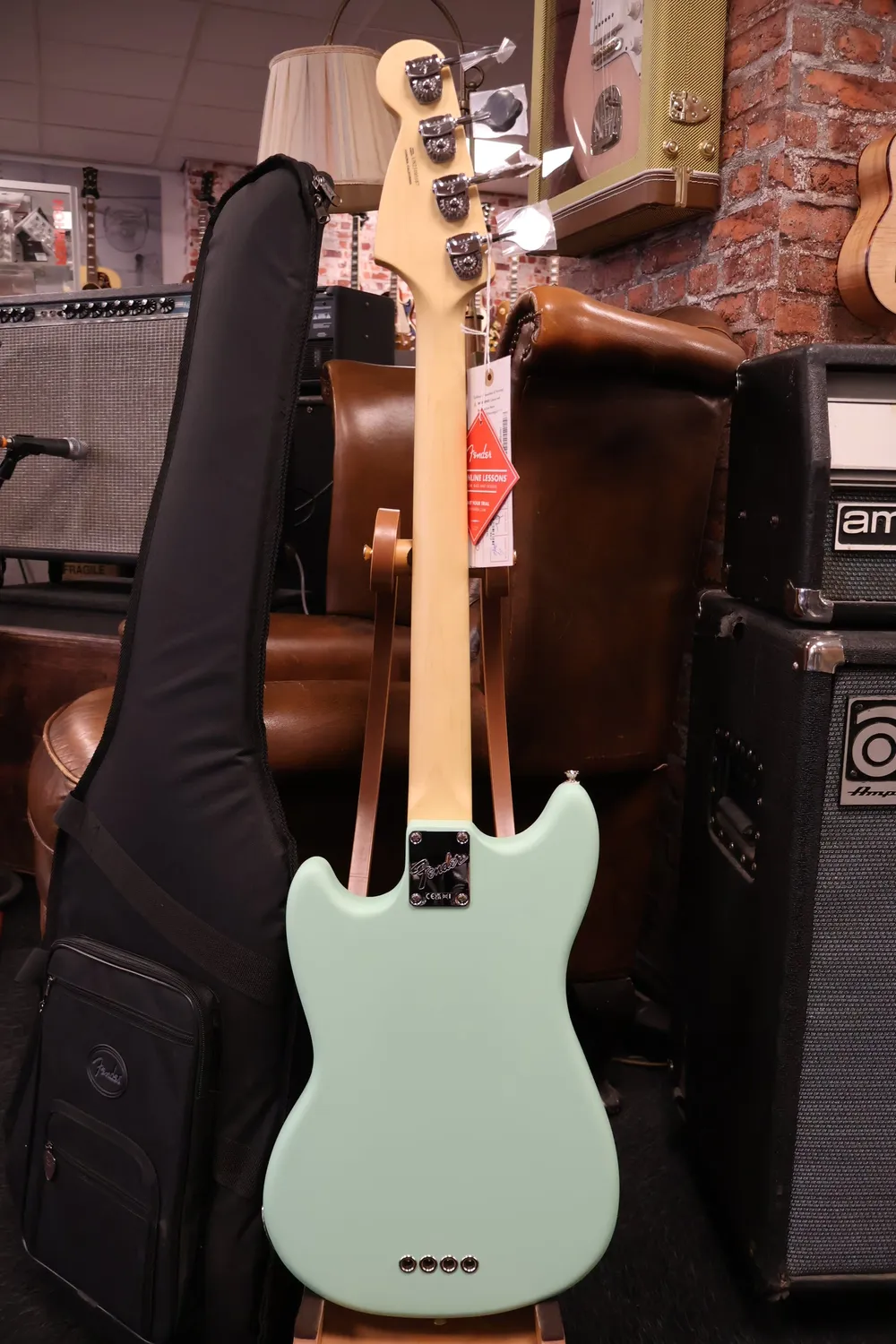 Fender American Performer Mustang basgitaar Surf Green