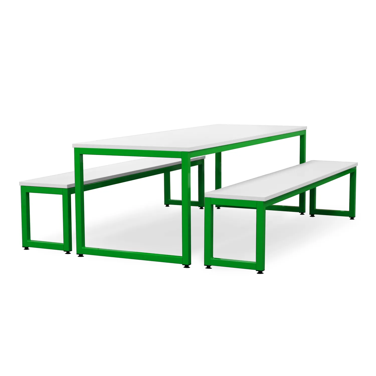 Monarch eettafel met banken wit blad donkergrijs