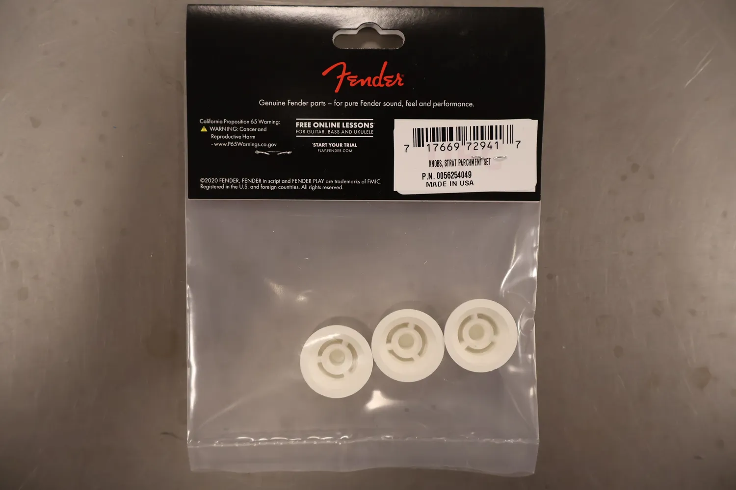 Fender Stratocaster gitaarknoppen parchment set 3 stuks
