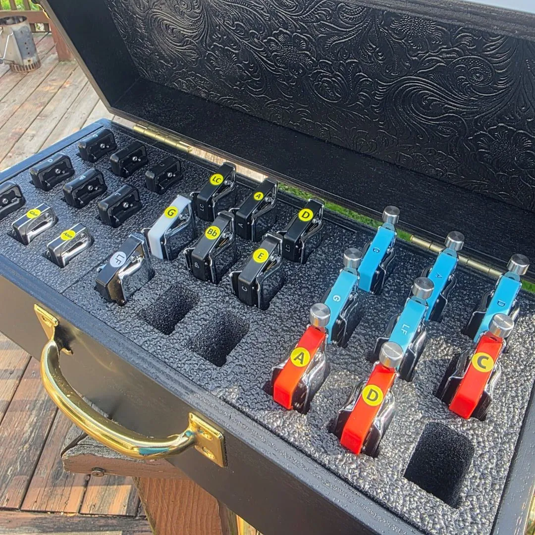 Bushman Houten Koffer mondharmonica 27 stuks groot