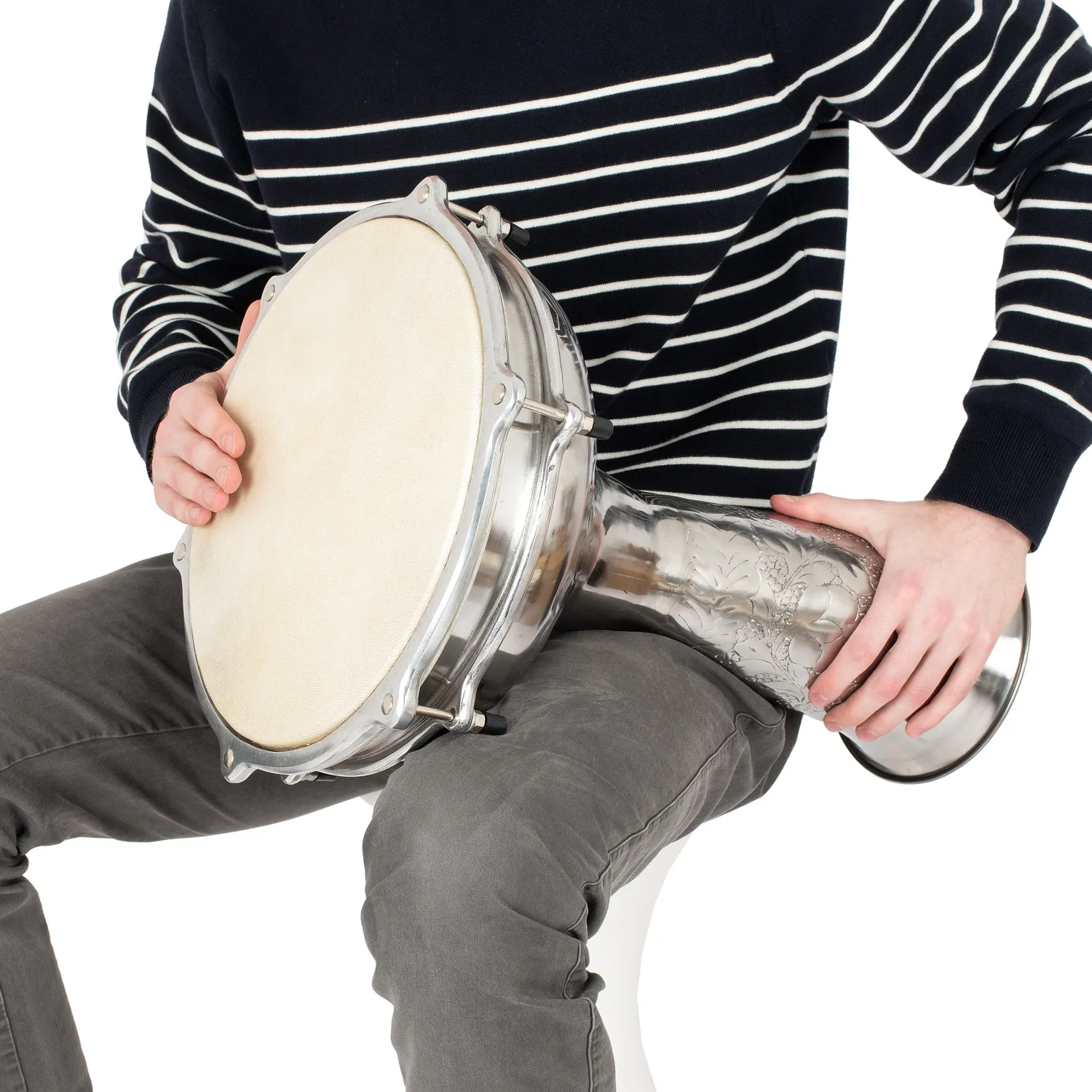 Percussion Plus doumbek nikkel 10 inch bewerkt
