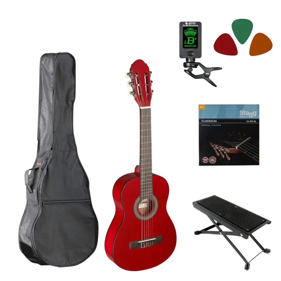 MAI Starter 1/4 klassieke gitaar starterset rood