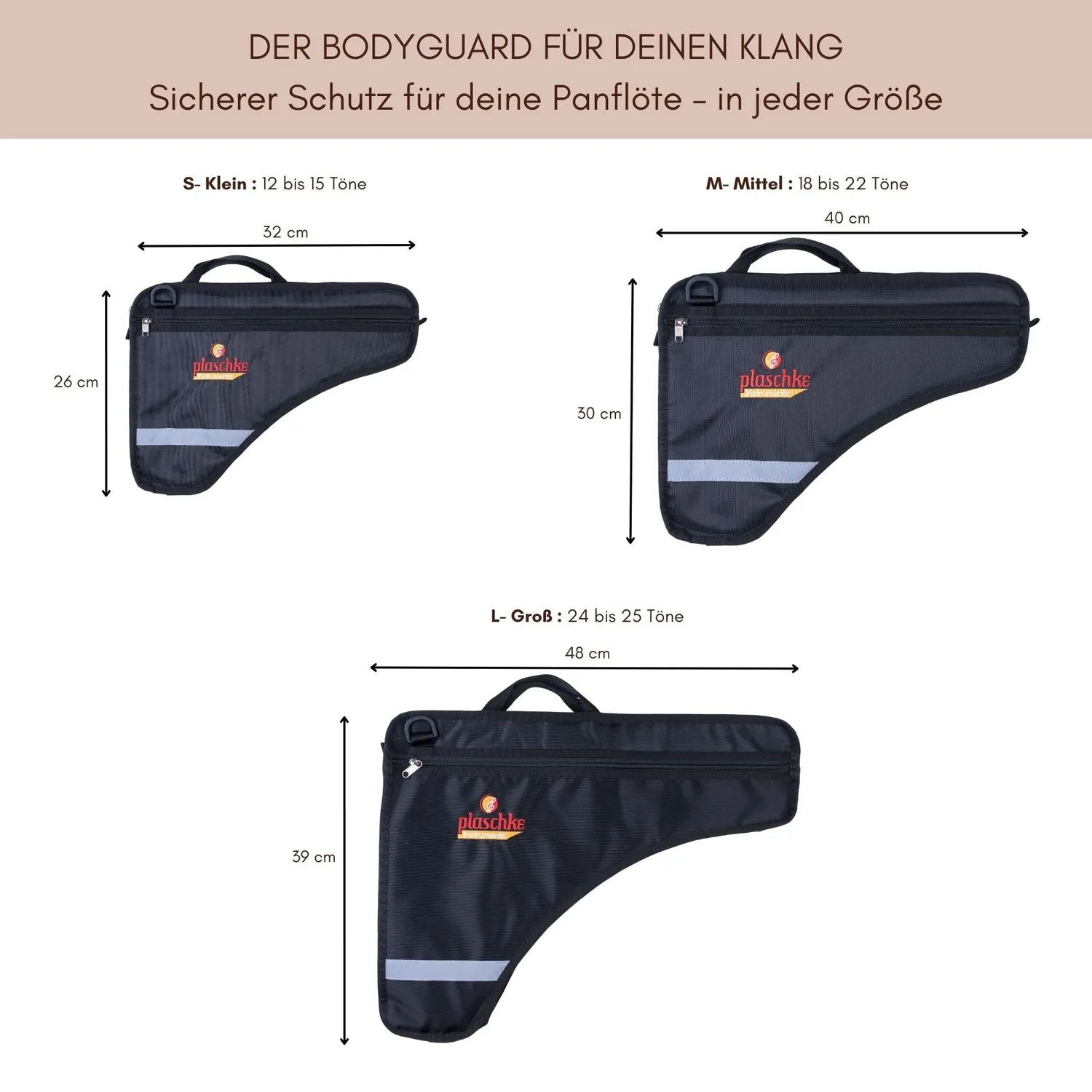 Plaschke Premium panfluittas M 18-22 tonen gewatteerd